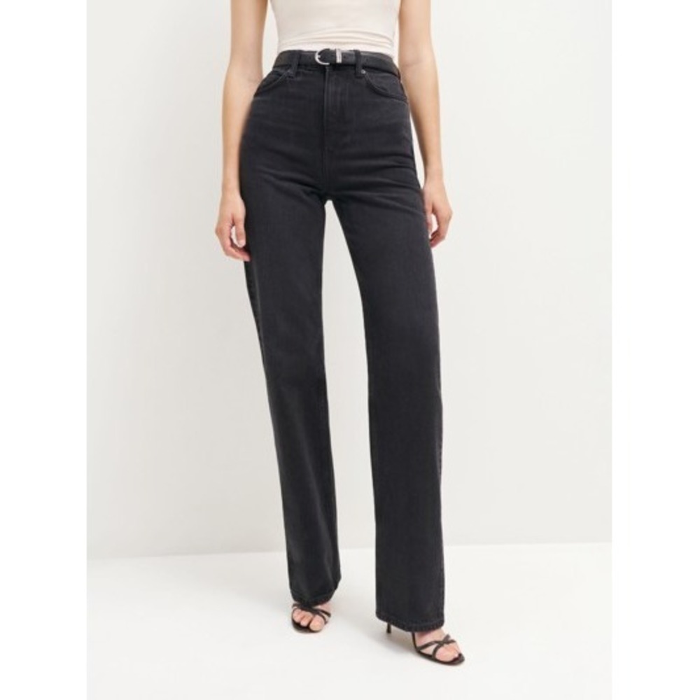 Reformation Wilder High Rise Wide Leg Jeans in Black Size 25